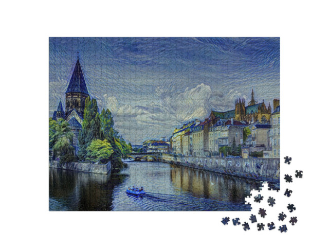 Puzzle de 1000 pièces « dans le style artistique de van Gogh, Nuit étoilée - Metz, Lorraine »