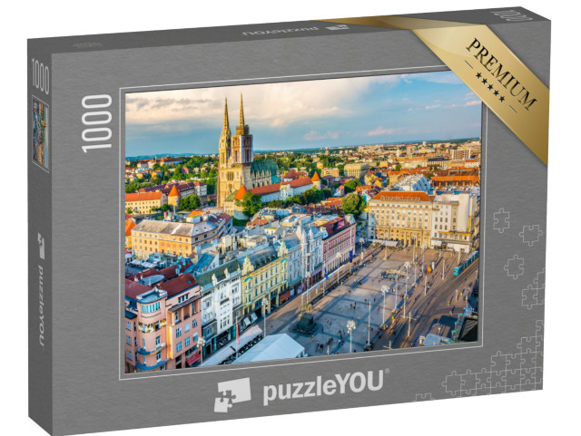 Puzzle de 1000 pièces « Vue aérienne de la capitale de la Croatie, Zagreb »