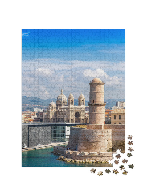 Puzzle de 1000 pièces « Château Saint Jean et Cathédrale de la Major et le port de Marseille, France »