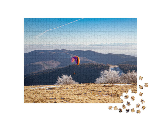 Puzzle de 1000 pièces « Parapente sur le Belchen alsacien, France, Vosges »
