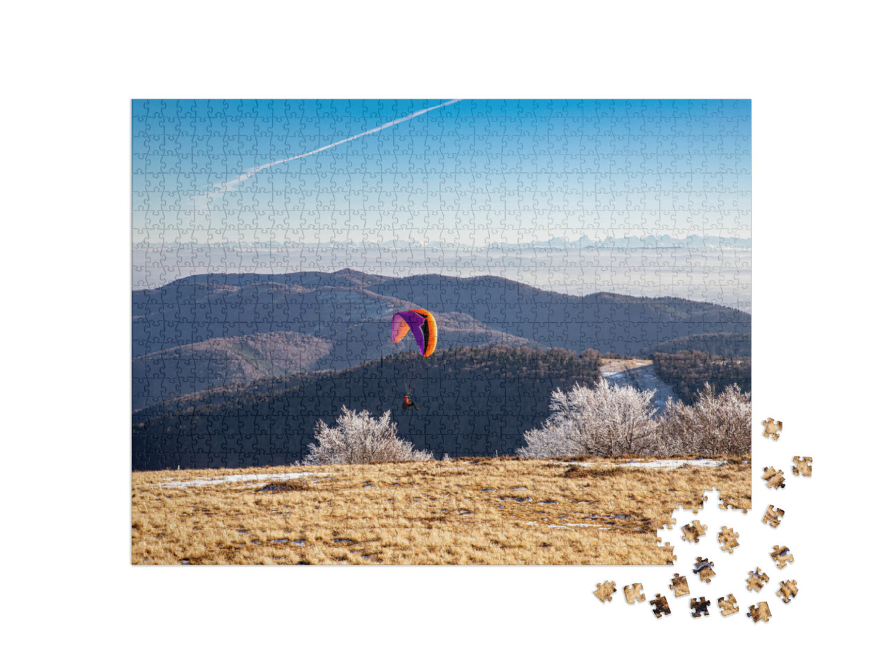 Puzzle de 1000 pièces « Parapente sur le Belchen alsacien, France, Vosges »