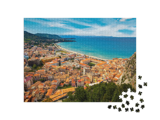 Puzzle de 1000 pièces « Cefalu vue d'en haut, Sicile, Italie »