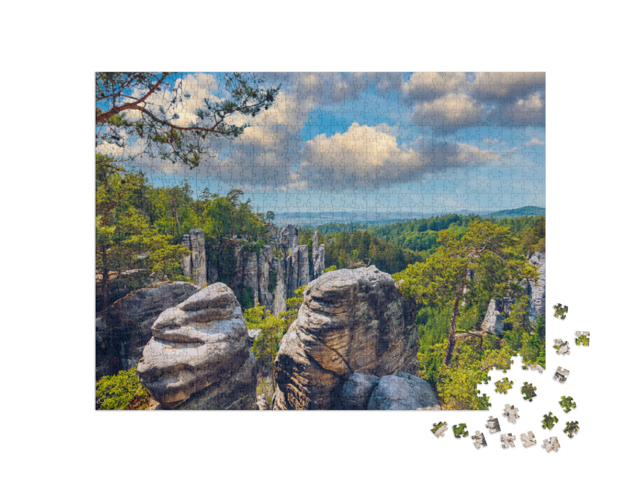 Puzzle de 1000 pièces « Rocher de Prachov, formation rocheuse dans la région de Cesky Raj, République tchèque »