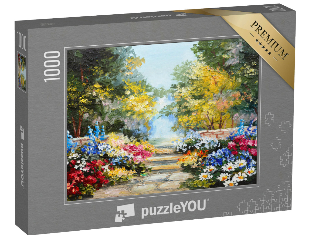 Puzzle de 1000 pièces « Peinture à l'huile : jardin d'été coloré »