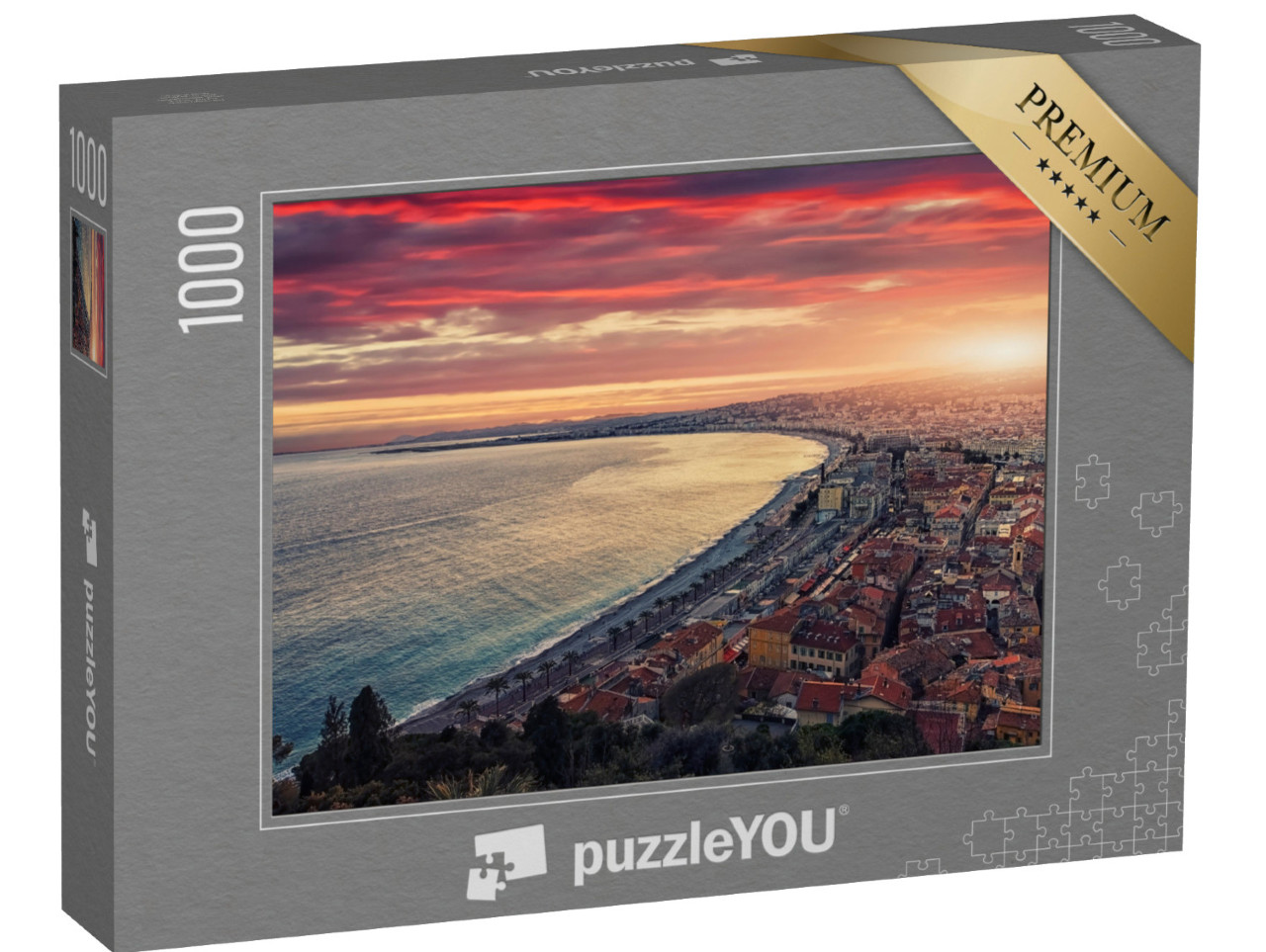 Puzzle de 1000 pièces « Coucher de soleil sur la ville de Nice »