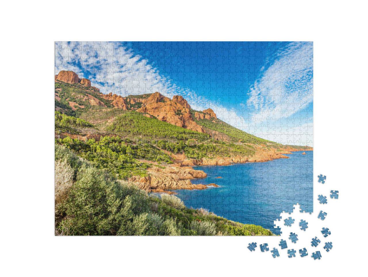 Puzzle de 1000 pièces « Roches rouges du massif de l'Estérel - Côte d'Azur, Provence-Alpes, France »