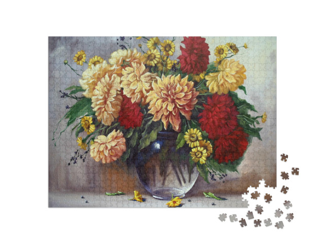 Puzzle de 1000 pièces « Peintures à l'huile : nature morte, fleurs »