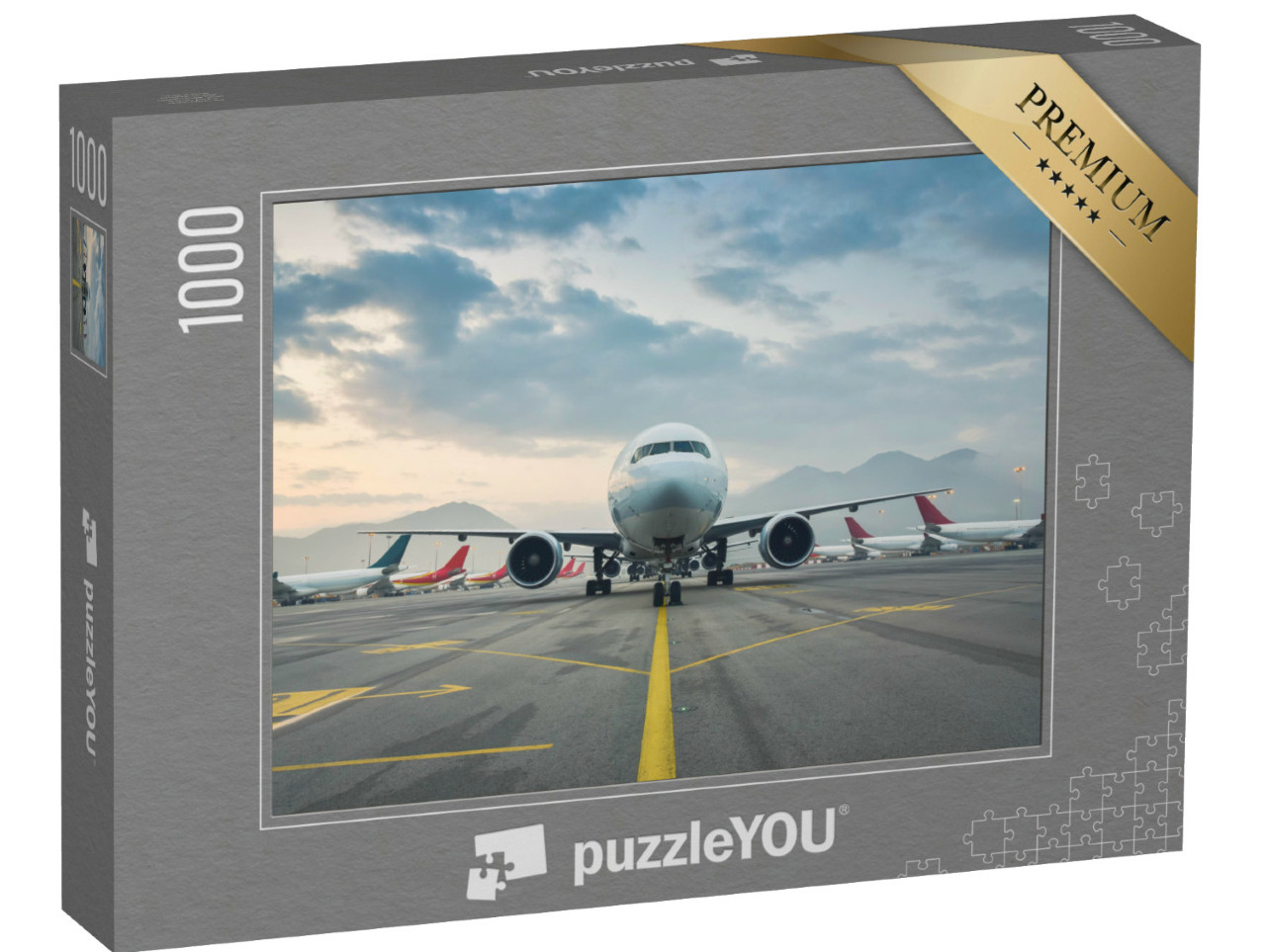 Puzzle de 1000 pièces « Avion de ligne à l'aéroport international de Hong Kong »