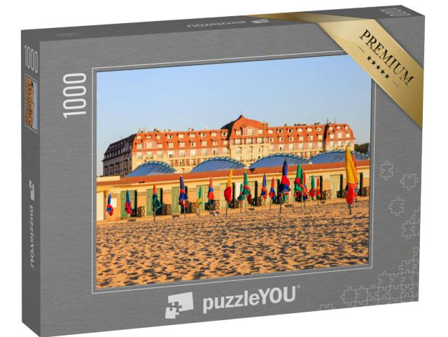 Puzzle de 1000 pièces « Parasols colorés sur la plage de sable de Deauville, Normandie, France. »