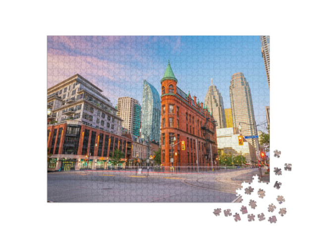 Puzzle de 1000 pièces « Skyline de la ville de Toronto au crépuscule en Ontario, Canada »