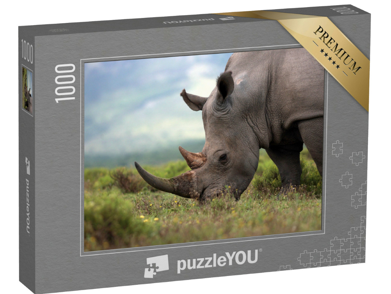 Puzzle de 1000 pièces « Gros plan sur un rhinocéros blanc »