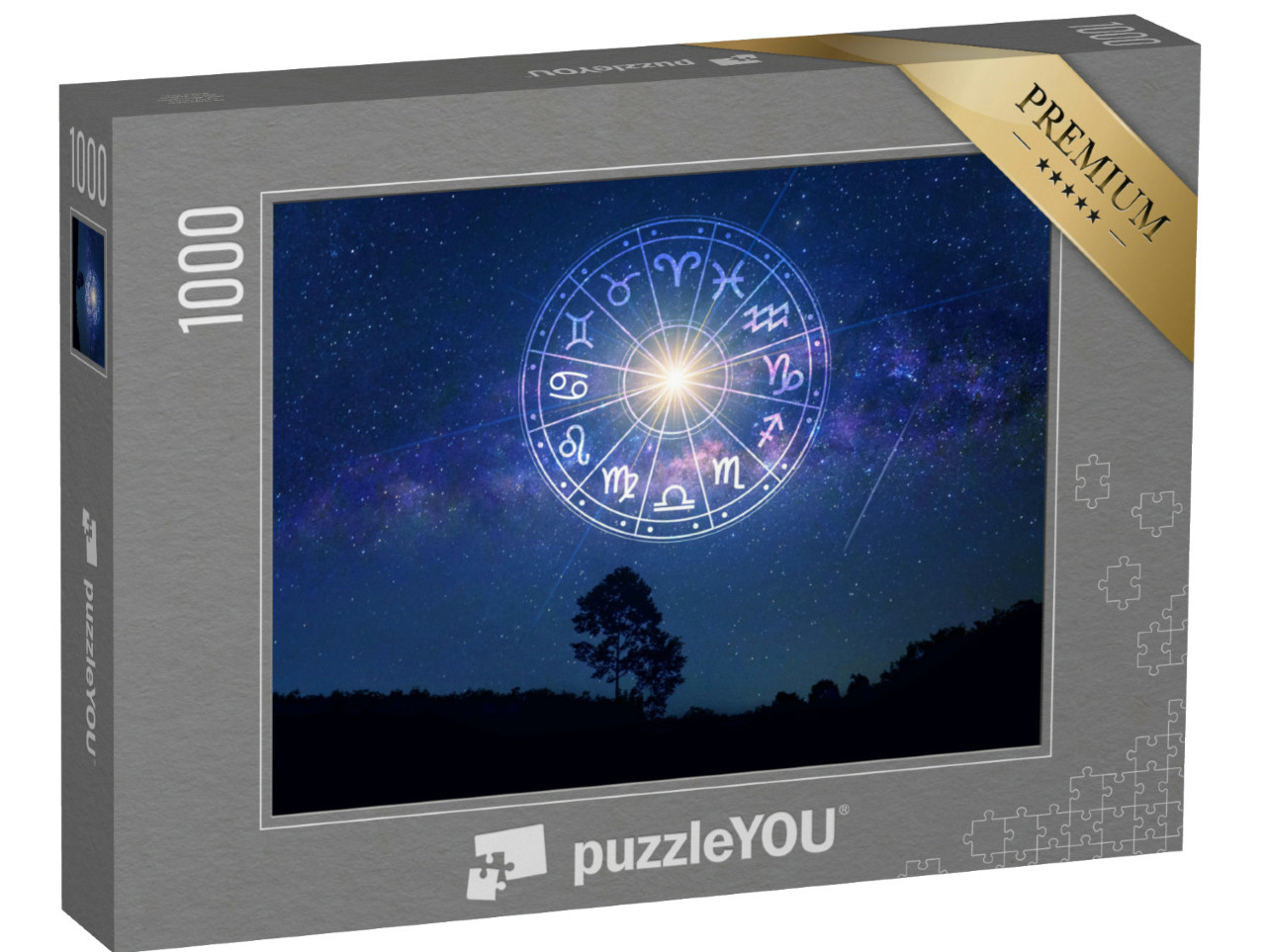 Puzzle de 1000 pièces « Signes du zodiaque au sein du cercle horoscopique, astrologie »