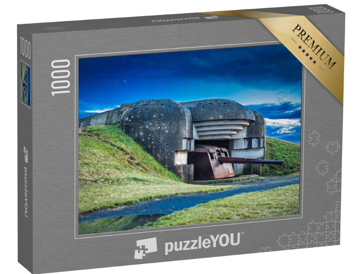 Puzzle de 1000 pièces « Photographie de la batterie allemande de Longues Sur Mer en Normandie. Seconde Guerre mondiale »