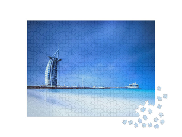 Puzzle de 1000 pièces « Hôtel Burj Al Arab sur la plage de Jumeirah, Dubaï »
