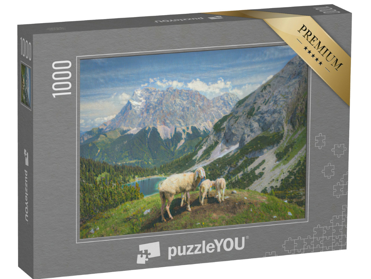 Puzzle de 1000 pièces « dans le style artistique de Claude Monet - Seebensee et Coburger Hütte »