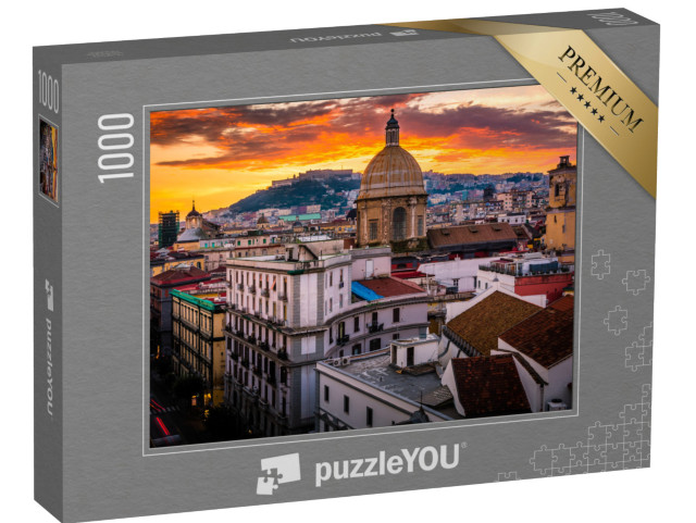 Puzzle de 1000 pièces « Vue imprenable de Naples d'en haut au coucher du soleil »