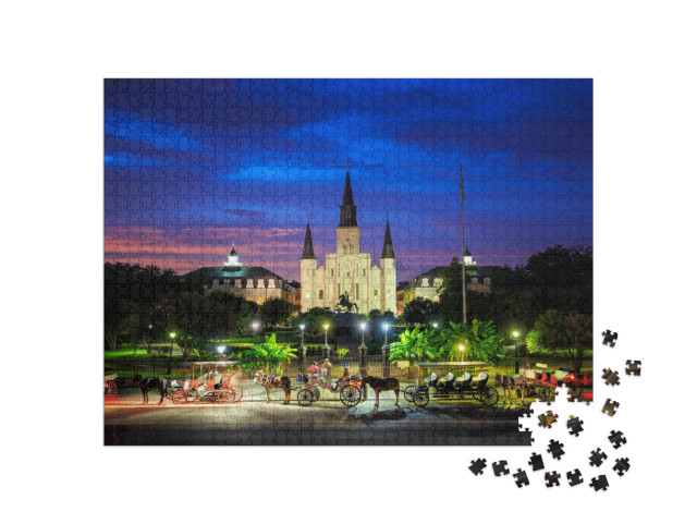 Puzzle de 1000 pièces « Cathédrale Saint Louis et Jackson Square à la Nouvelle-Orléans, Louisiane »