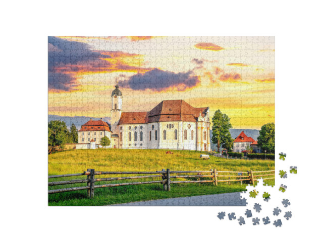 Puzzle de 1000 pièces « Wieskirche à Steingaden, Bavière, Allemagne »