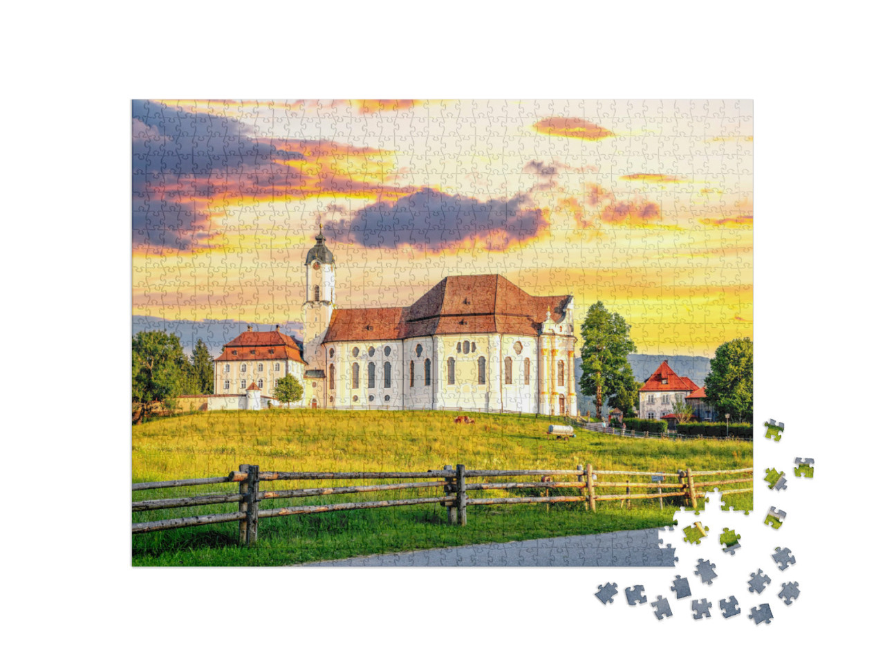 Puzzle de 1000 pièces « Wieskirche à Steingaden, Bavière, Allemagne »