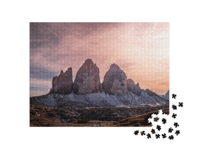 Puzzle de 1000 pièces « Drei Zinnen im Nationalpark Sextner : Coucher de soleil dans les Dolomites »