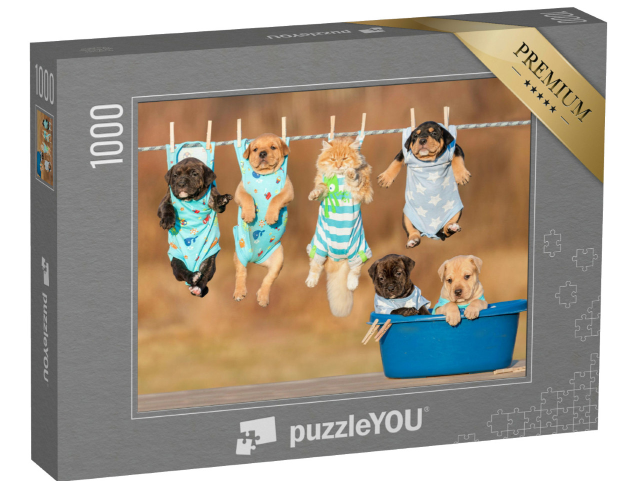 Puzzle de 1000 pièces « Drôle de groupe d'enfants animaux »