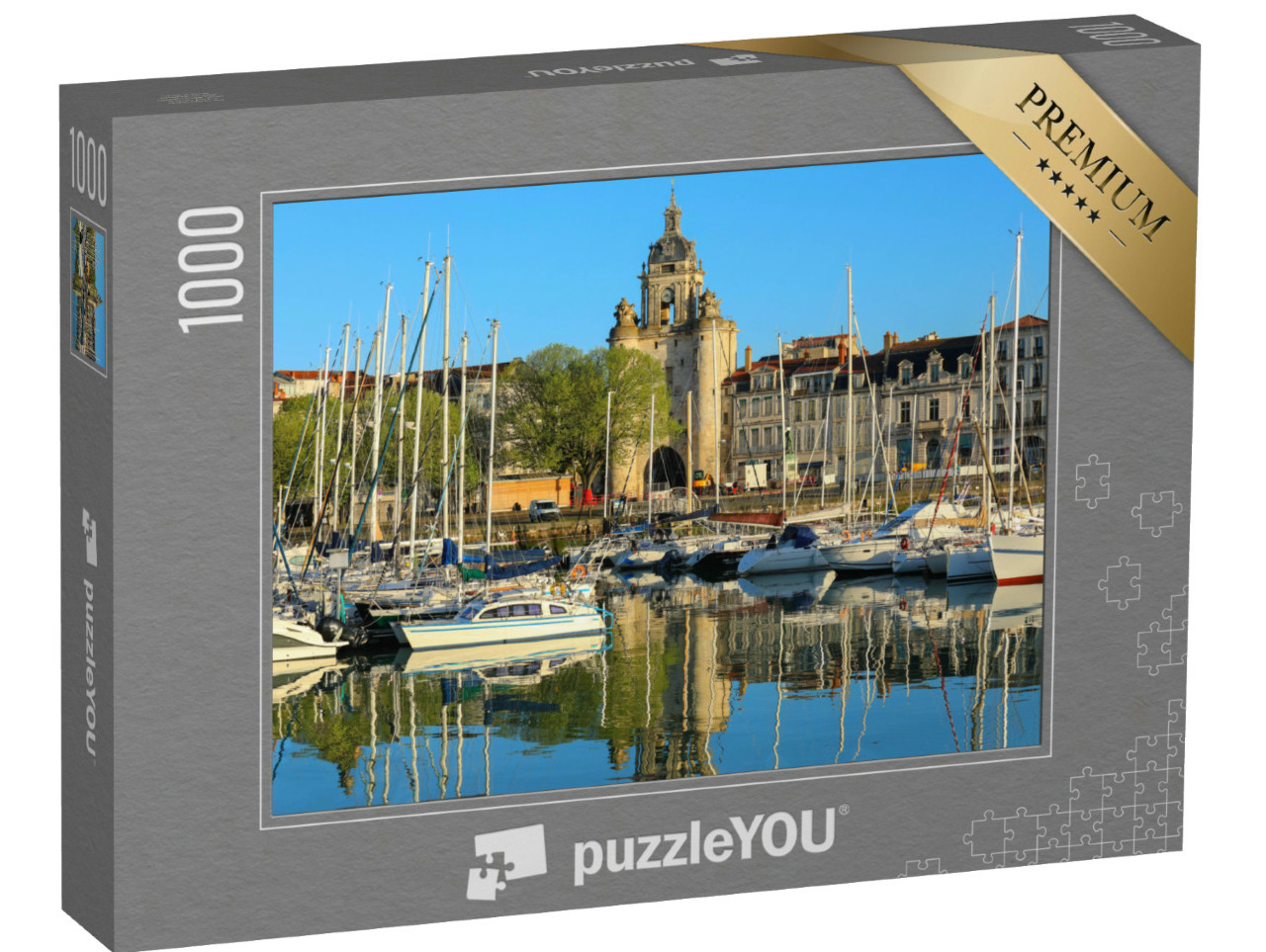 Puzzle de 1000 pièces « Vue panoramique sur le port et le centre-ville de La Rochelle, France, en été »