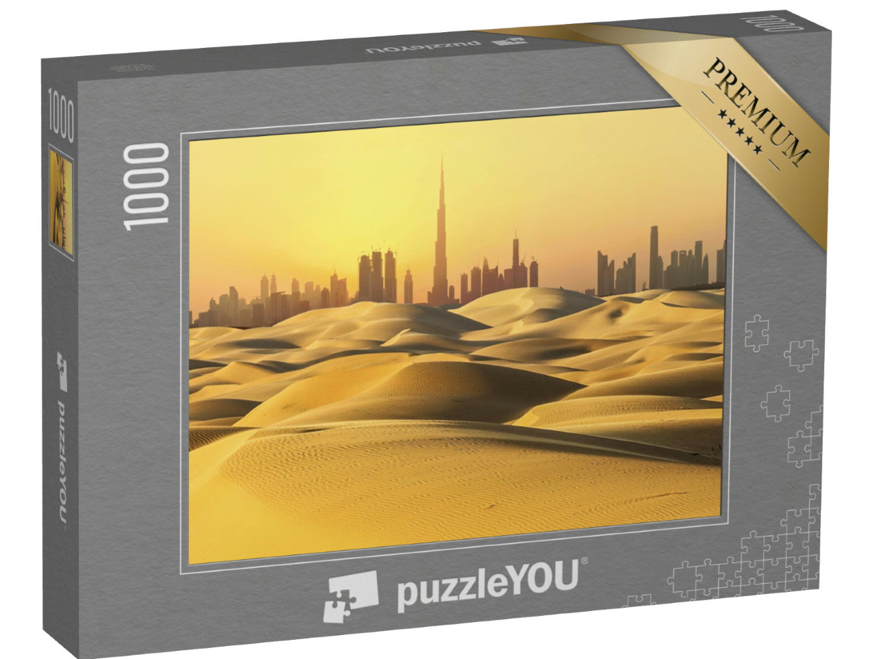 Puzzle de 1000 pièces « Skyline de Dubaï : le désert au coucher du soleil »