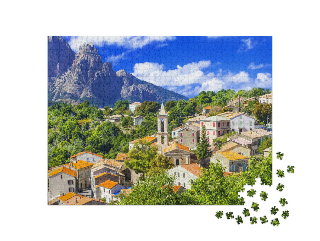 Puzzle de 1000 pièces « Evisa : pittoresque village de montagne en Corse, France »