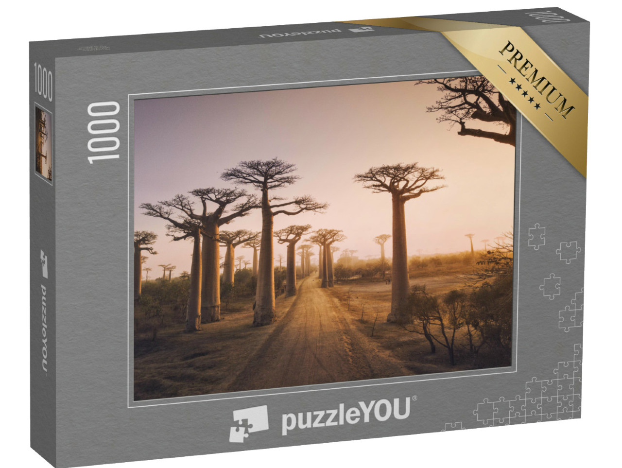 Puzzle de 1000 pièces « Baobabs au coucher du soleil, baobab à Madagascar »