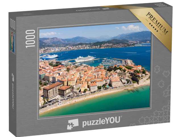 Puzzle de 1000 pièces « Vue aérienne d'Ajaccio avec le port en arrière-plan, Corse, France »