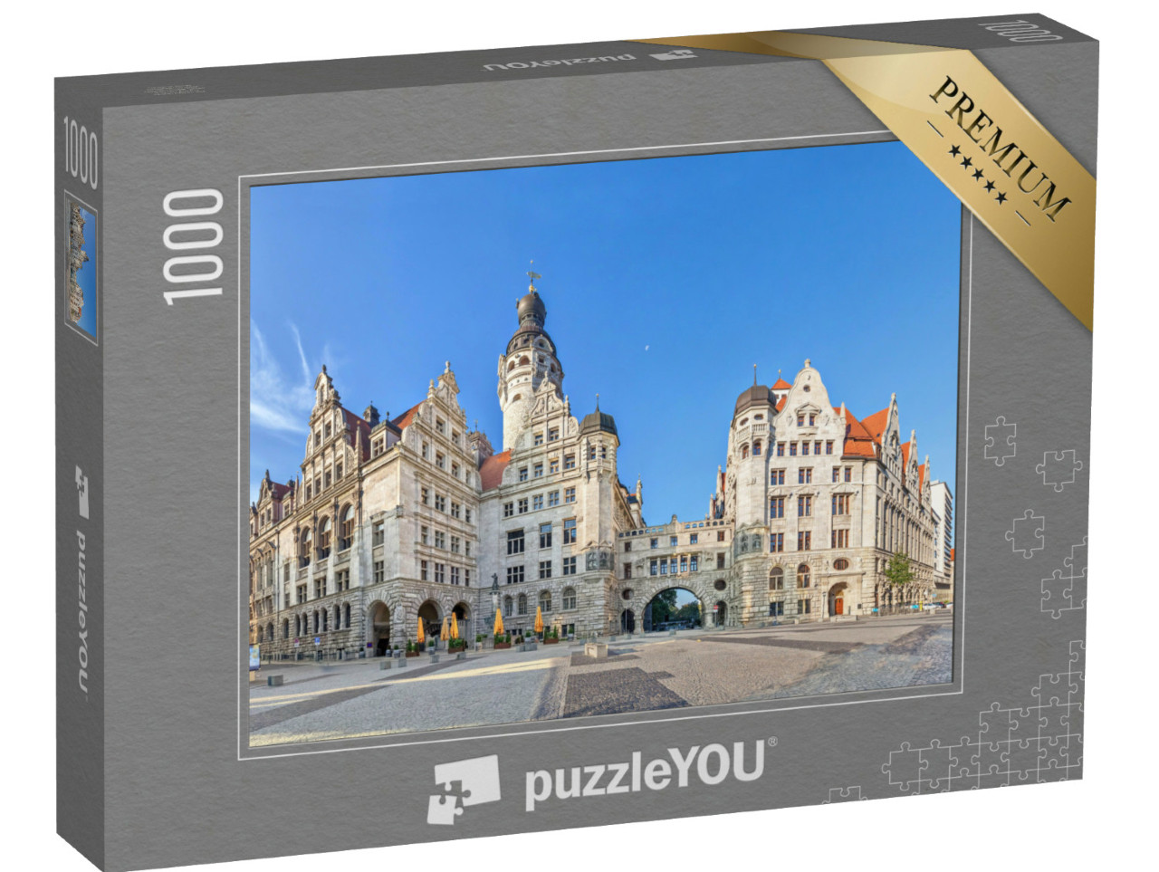 Puzzle de 1000 pièces « Le nouvel hôtel de ville : vue depuis la Burgplatz, Leipzig, Allemagne »
