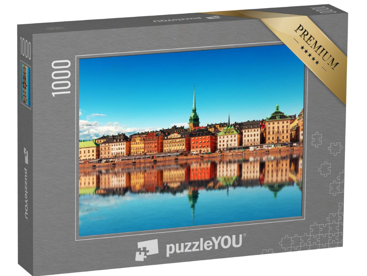 Puzzle de 1000 pièces « Panorama estival scénique de la vieille ville Gamla Stan, Stockholm, Suède »