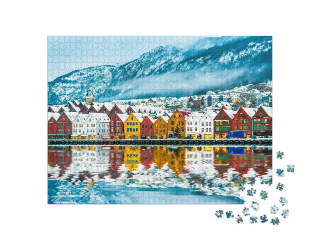Puzzle de 1000 pièces « Vue sur Bergen, Norvège »