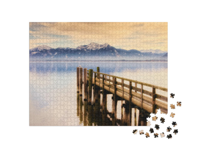 Puzzle de 1000 pièces « Ponton au bord du lac de Chiem »