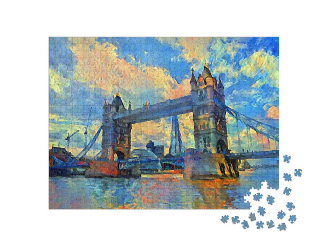 Puzzle de 1000 pièces « Belle peinture à l'huile du Tower Bridge de Londres »