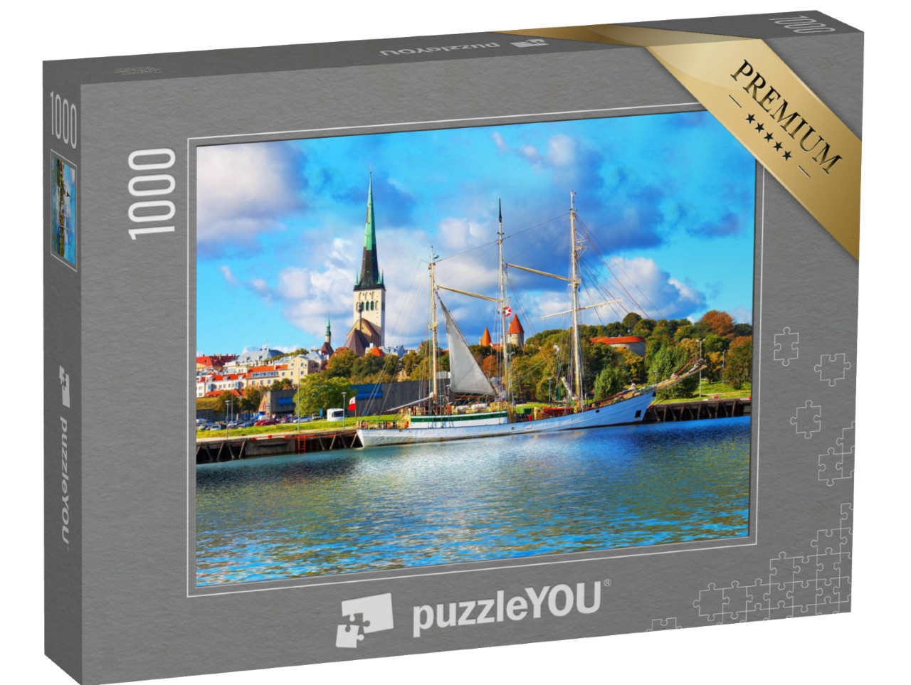 Puzzle de 1000 pièces « Grand voilier historique devant la vieille ville de Tallinn, Estonie »