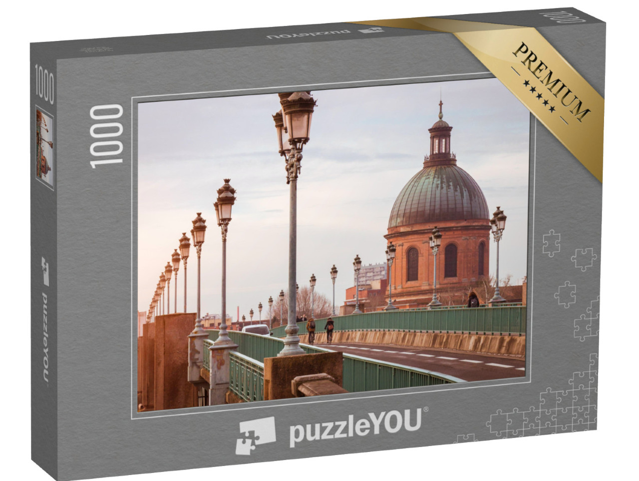 Puzzle de 1000 pièces « Le pont Saint-Pierre et le dôme de la Grave à Toulouse, France. »