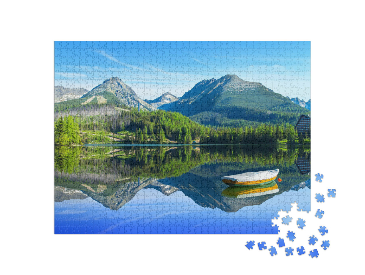 Puzzle de 1000 pièces « Lac de montagne Strbske Pleso dans le parc national des Hautes Tatras, Slovaquie »