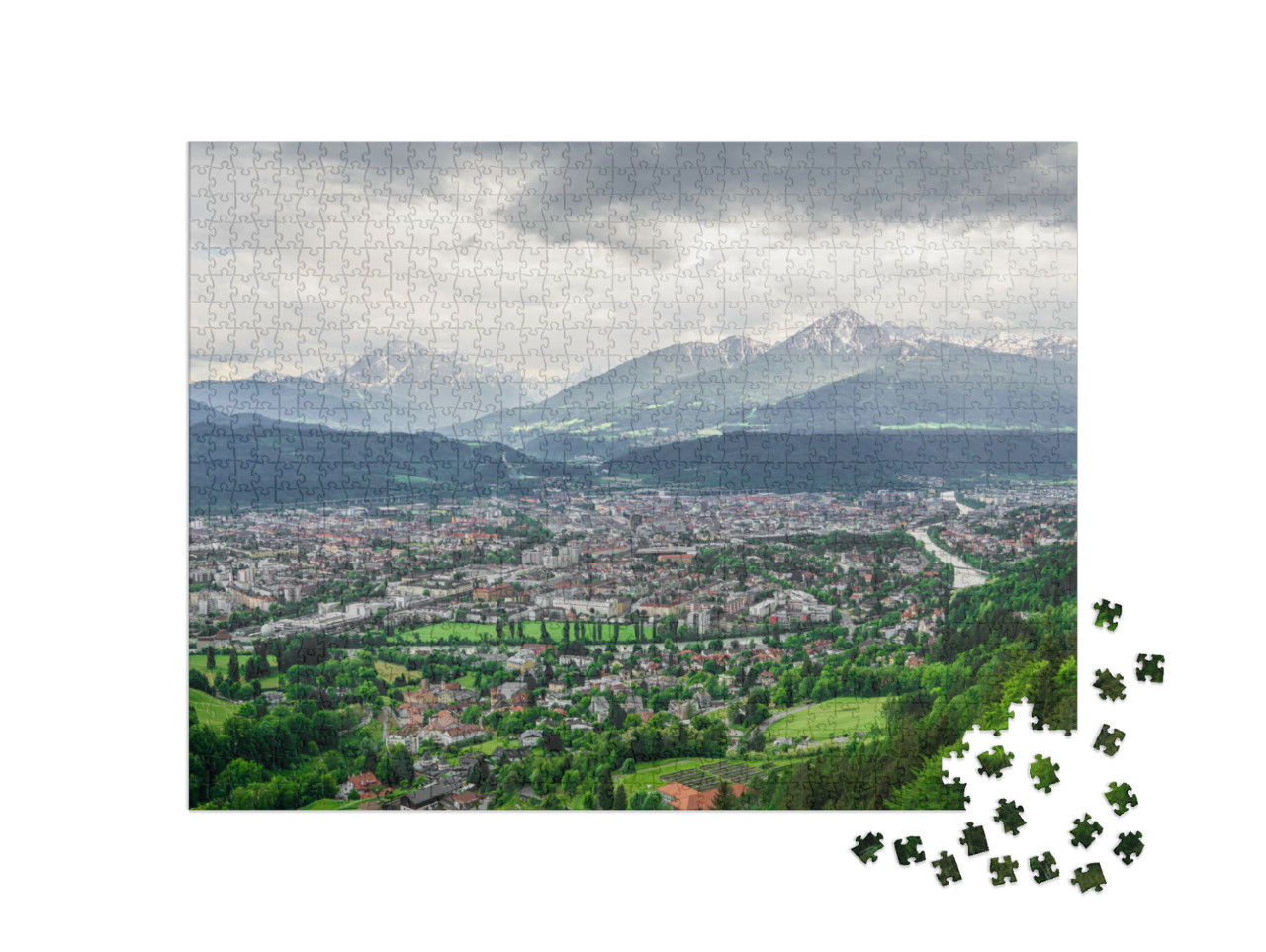 Puzzle de 1000 pièces « Skyline de la ville alpine d'Innsbruck en Autriche »