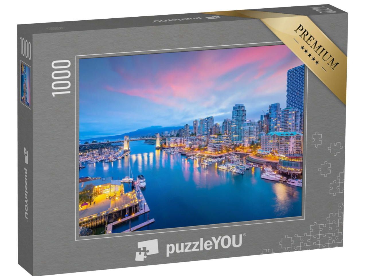 Puzzle de 1000 pièces « Vue de la ligne d'horizon de Vancouver au coucher du soleil »