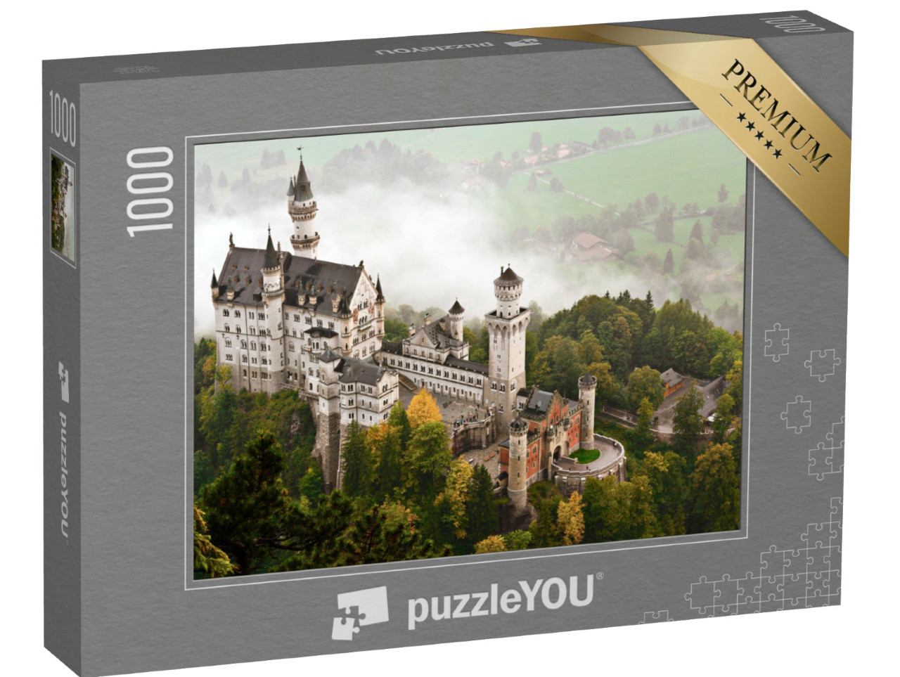 Puzzle de 1000 pièces « Château de Neuschwanstein dans le brouillard, Bavière »