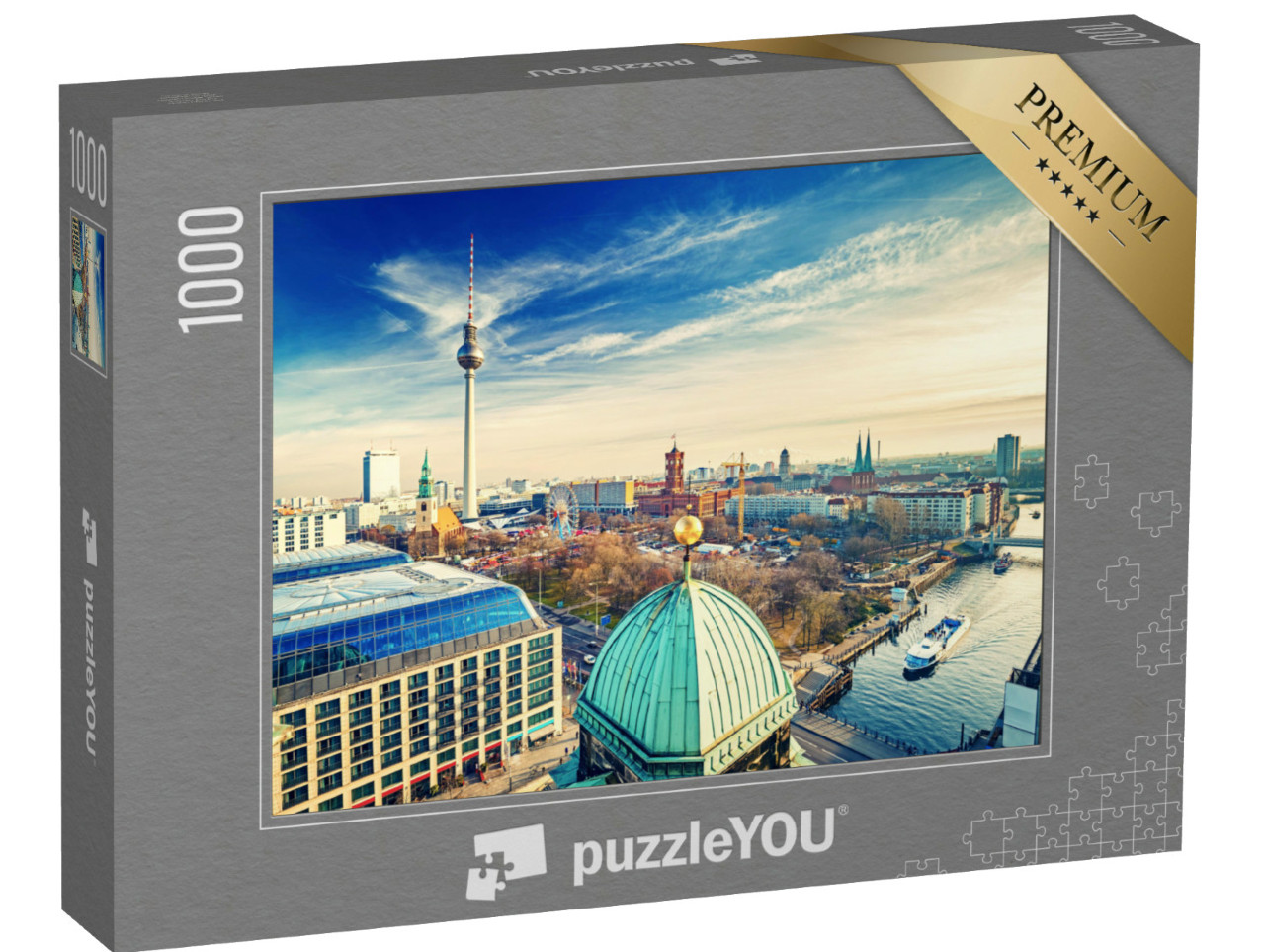 Puzzle de 1000 pièces « Vue aérienne de l'Alexanderplatz et de la Spree, Berlin, Allemagne »