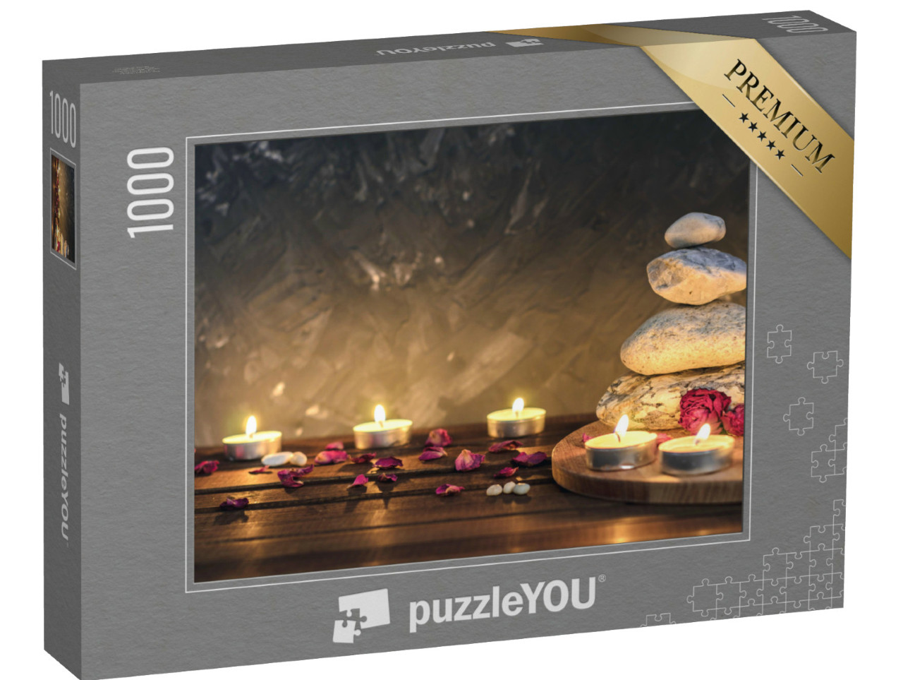 Puzzle de 1000 pièces « Pierres, bougies, aromathérapie, fleurs séchées »