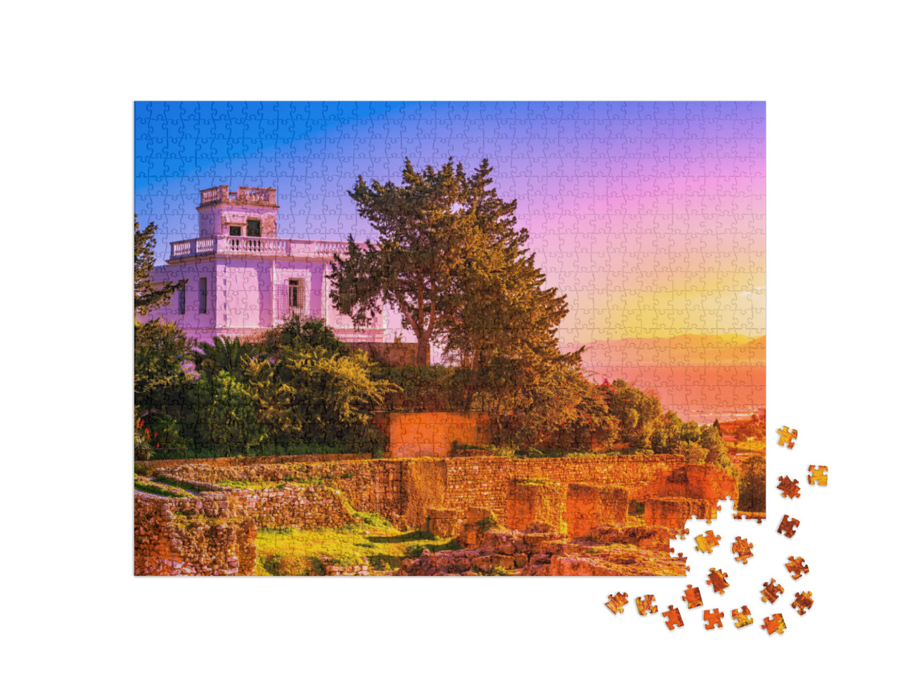 Puzzle de 1000 pièces « Paysage près de l'antique Carthage avec vue sur les ruines, Tunisie »
