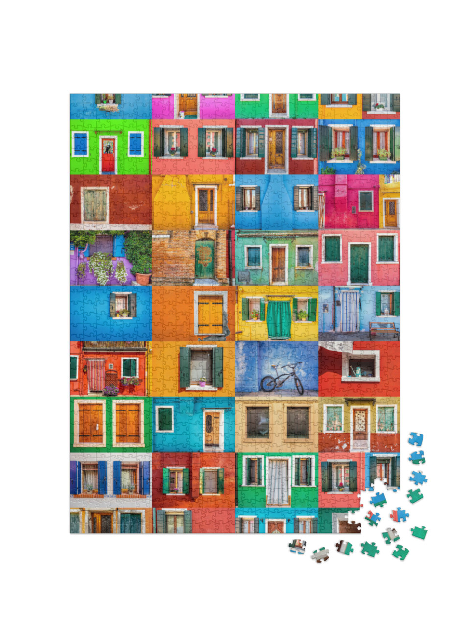 Puzzle de 1000 pièces « Collage de maisons colorées de l'île de Burano, Italie »