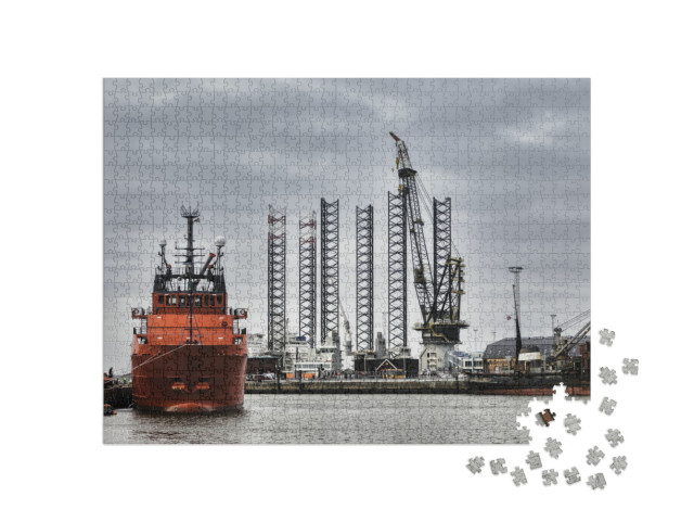 Puzzle de 1000 pièces « Port offshore à Esbjerg, Danemark »