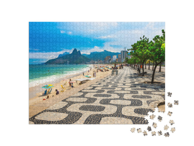Puzzle de 1000 pièces « Ipanema : plage avec mosaïque, Rio de Janeiro »
