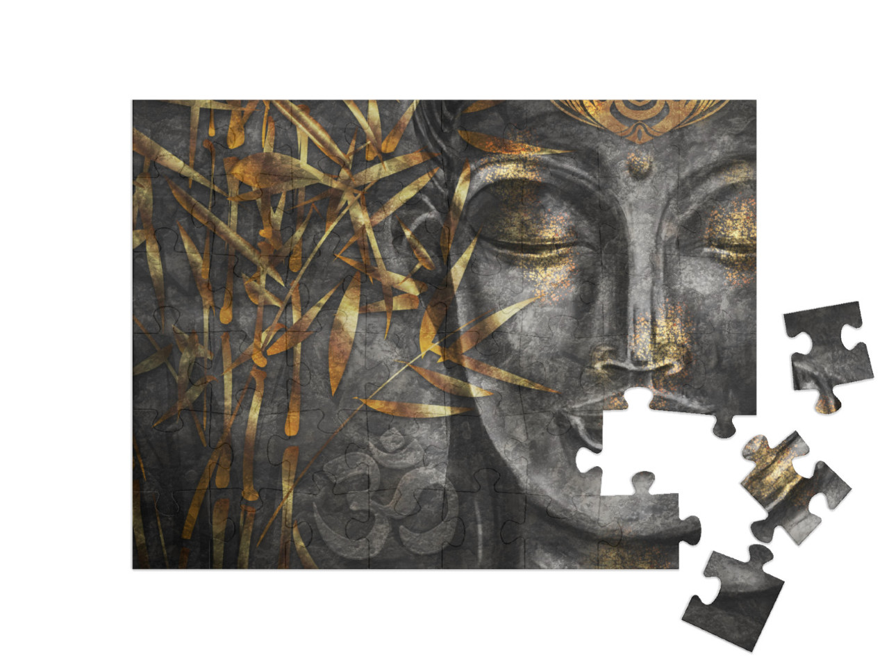 Puzzle de 48 pièces « Art numérique collage combiné avec aquarelle : Bodhisattva Buddha »