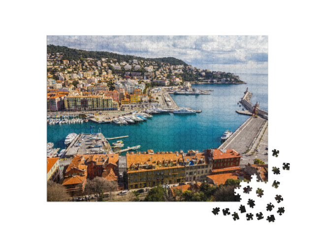 Puzzle de 1000 pièces « Vue sur le port depuis la colline du château, Nice, France »