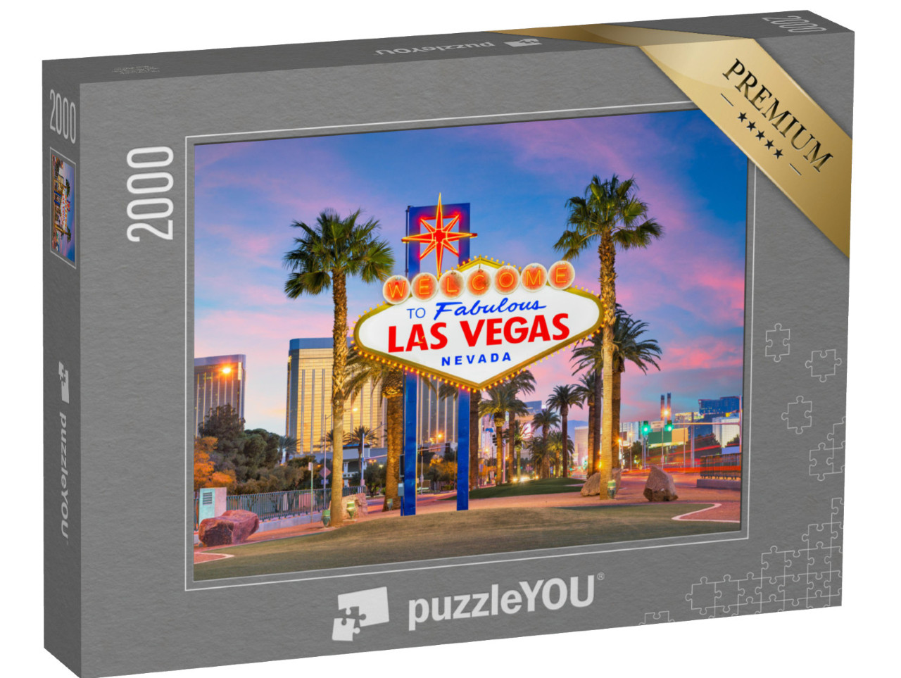 Puzzle de 2000 pièces « Panneau Welcome to Las Vegas au crépuscule »